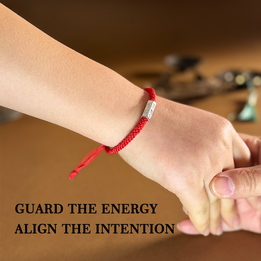 925 Sterling Silver Handwoven Red String Bracelet( Calm • Protection • Luck)