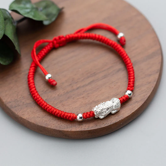 Red String Silver Pixiu Bracelet – Strength • Determination • Cultural Symbolism