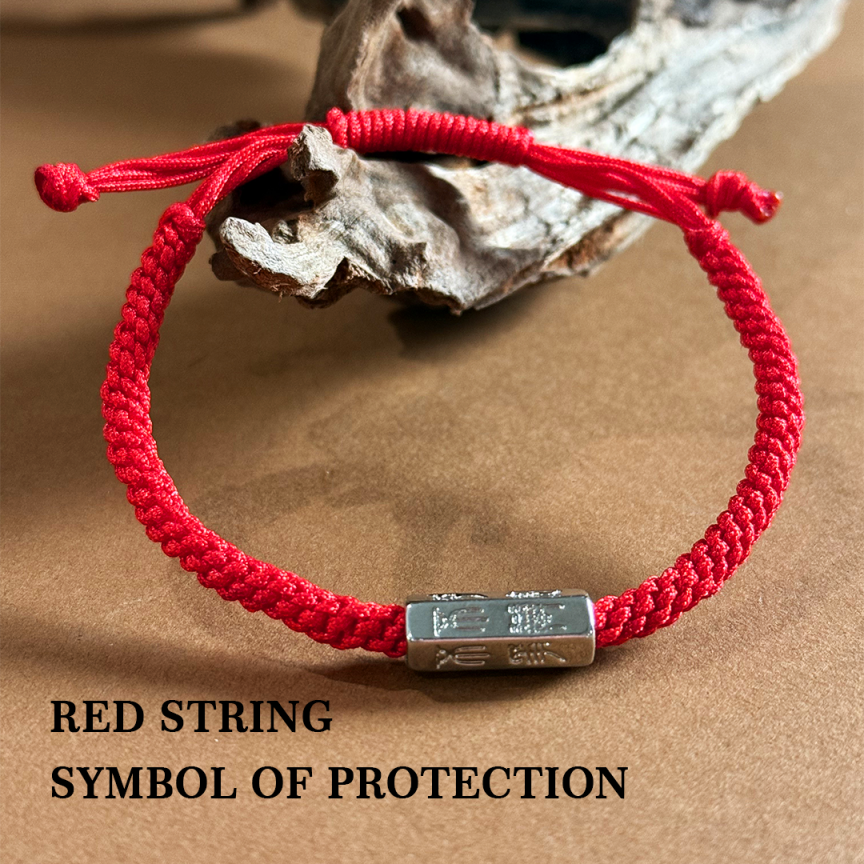 925 Sterling Silver Handwoven Red String Bracelet（ Calm • Protection • Luck）