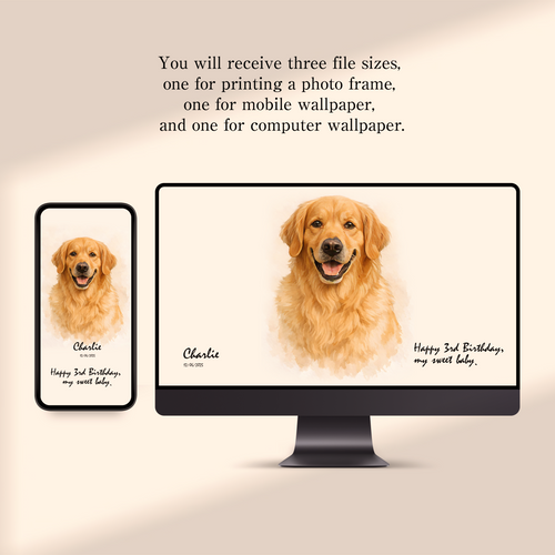 Custom Dog or Cat Memorial Portrait from Photo, Printable Wall Art, Digital Download