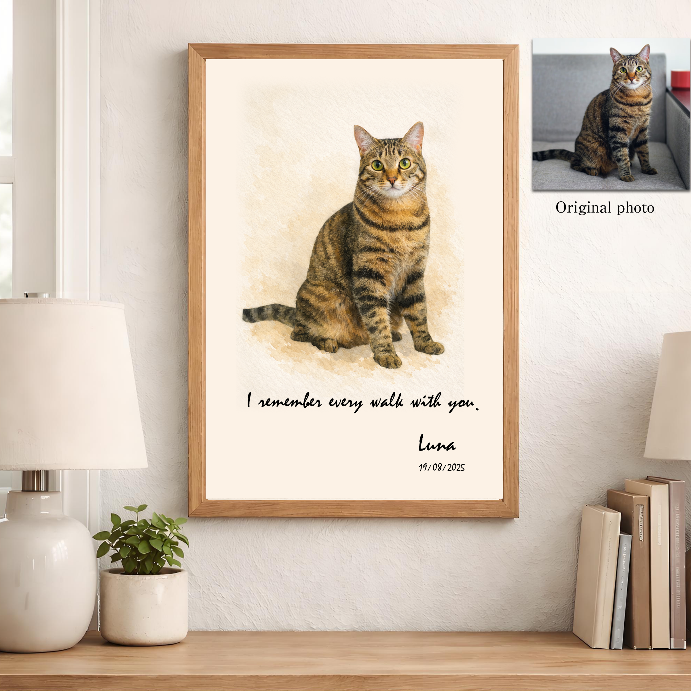 Custom Dog or Cat Memorial Portrait from Photo, Printable Wall Art, Digital Download