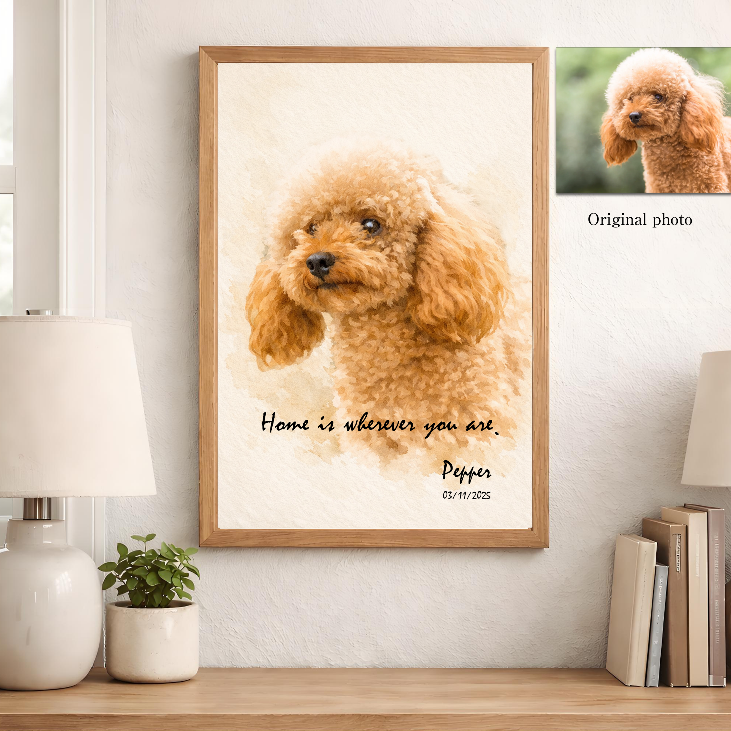 Custom Pet Portrait | Personalized Dog or Cat Art, Framed Print Option