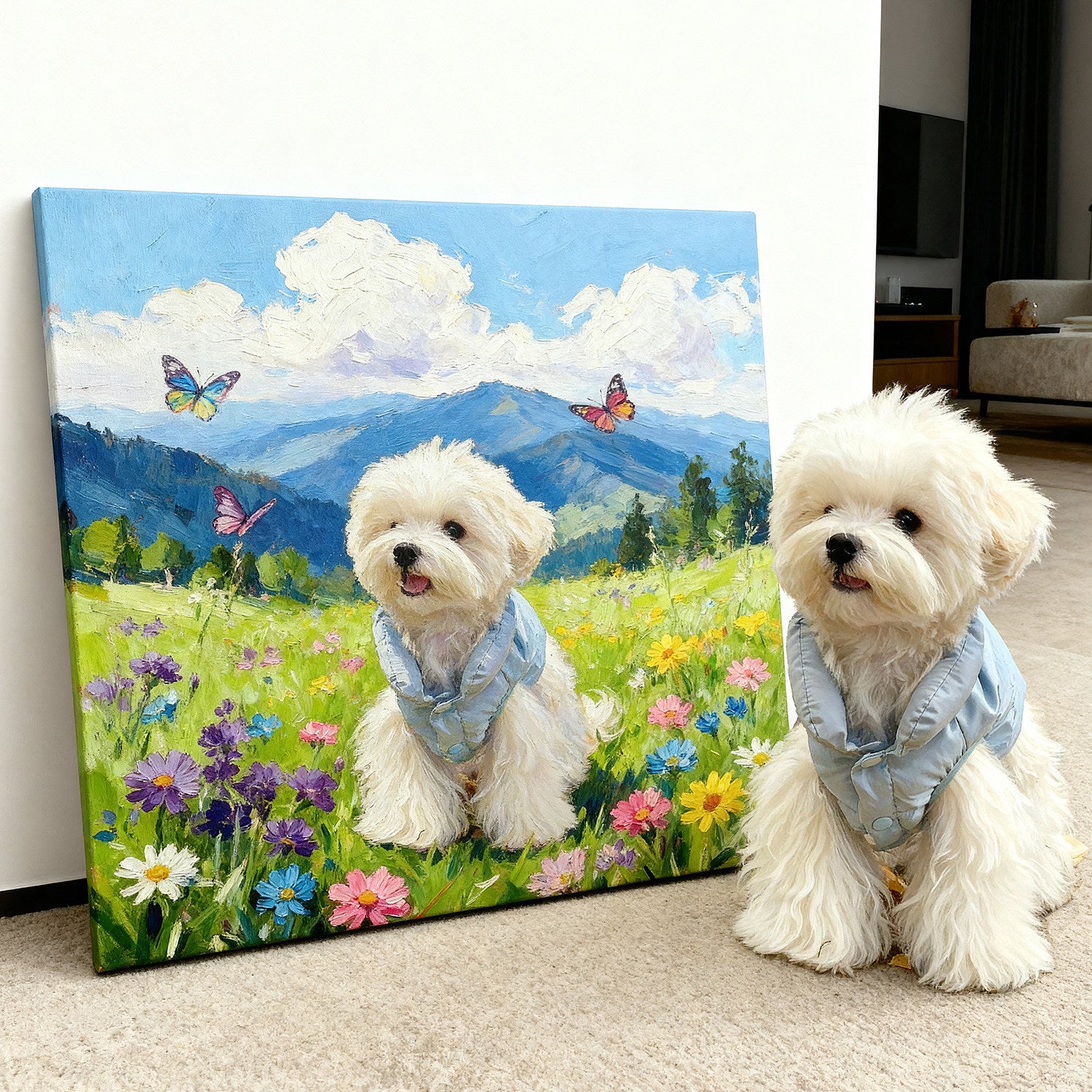Custom Pet Portrait Canvas Print — Oil Painting Style, Made to Order