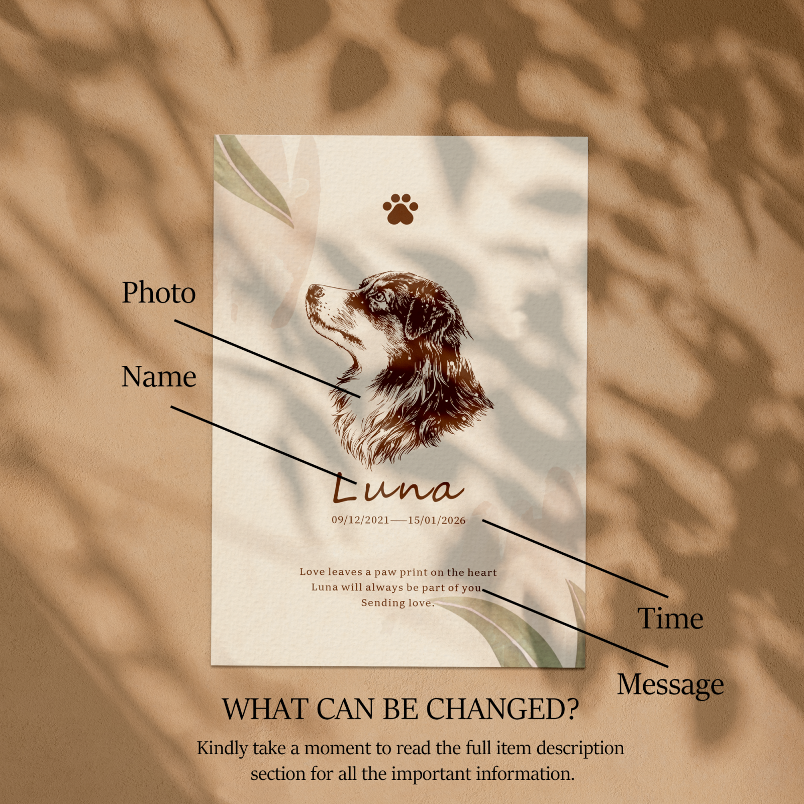 Custom Pet Sympathy Card from Photo, Personalized Memorial Card with Message, Digital or Printed Option