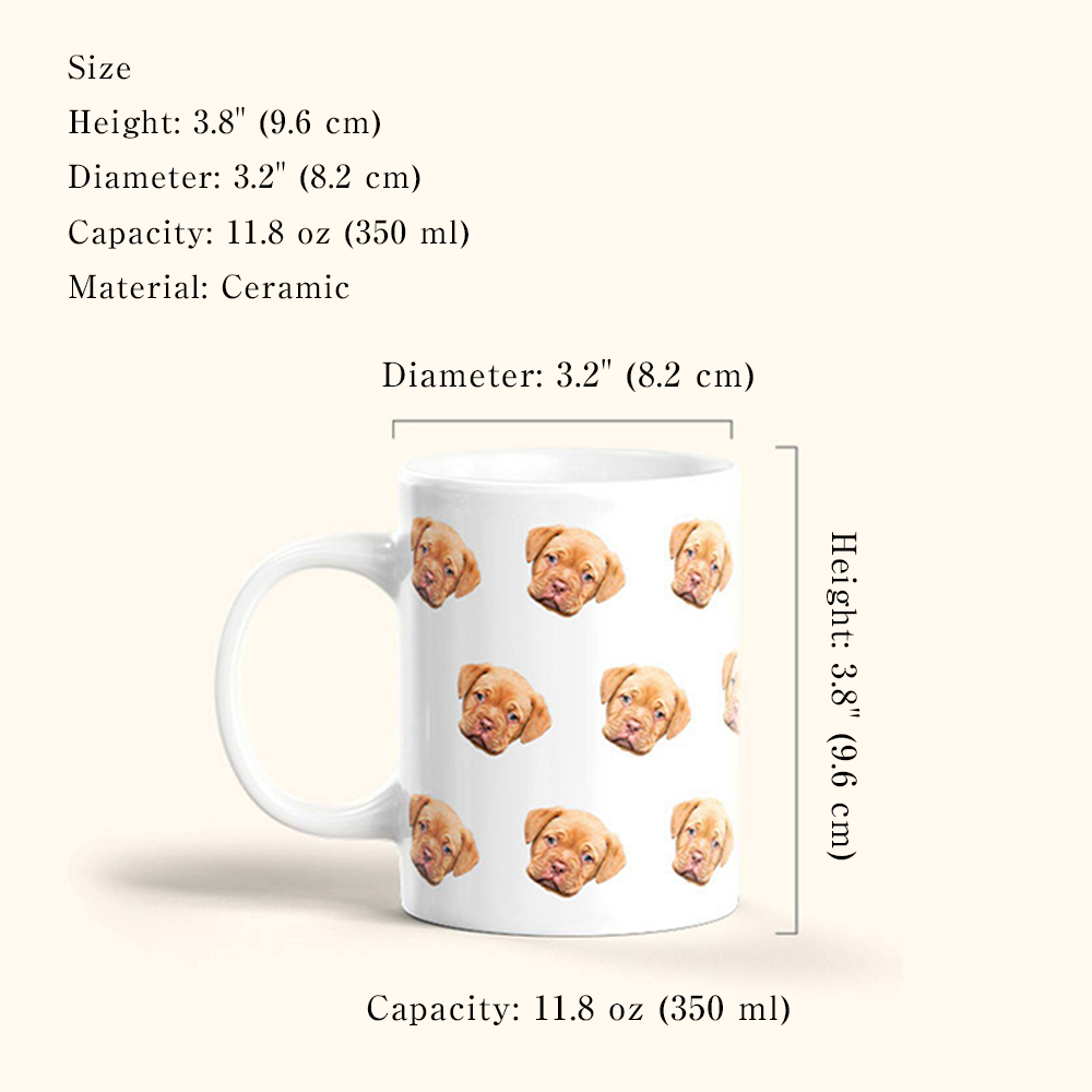 Custom Pet Photo Mug – Personalized Ceramic Mug with Your Dog or Cat Photo