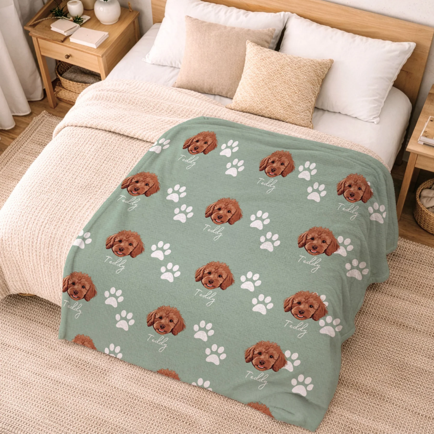 Custom Pet Color Blanket - Pet Photo + Name