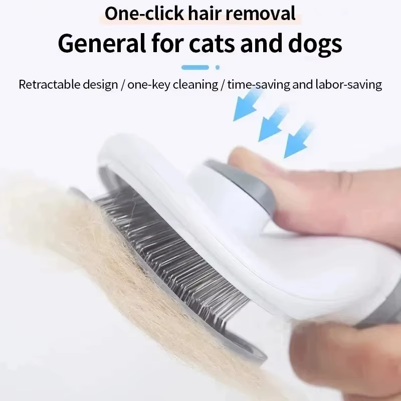 Premium Self-Cleaning Pet Hair Remover Brush - Dog Cat Grooming Tool with One-Click Fur Release | Ergonomic Design for Easy Grooming