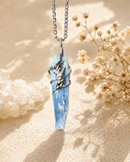 Handmade kyanite soldered pendant necklace symbolizing alignment, inner balance, calm focus, and clear communication.